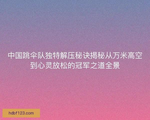 中国跳伞队独特解压秘诀揭秘从万米高空到心灵放松的冠军之道全景