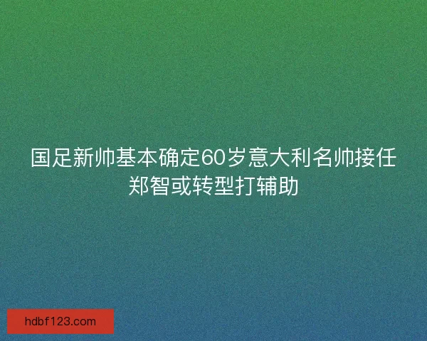 国足新帅基本确定60岁意大利名帅接任郑智或转型打辅助
