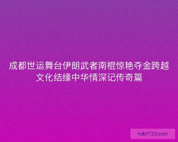 成都世运舞台伊朗武者南棍惊艳夺金跨越文化结缘中华情深记传奇篇
